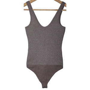 Women's Abercrombie & Fitch Gray Metallic Silver Glitter Bodysuit Size XS NWOT